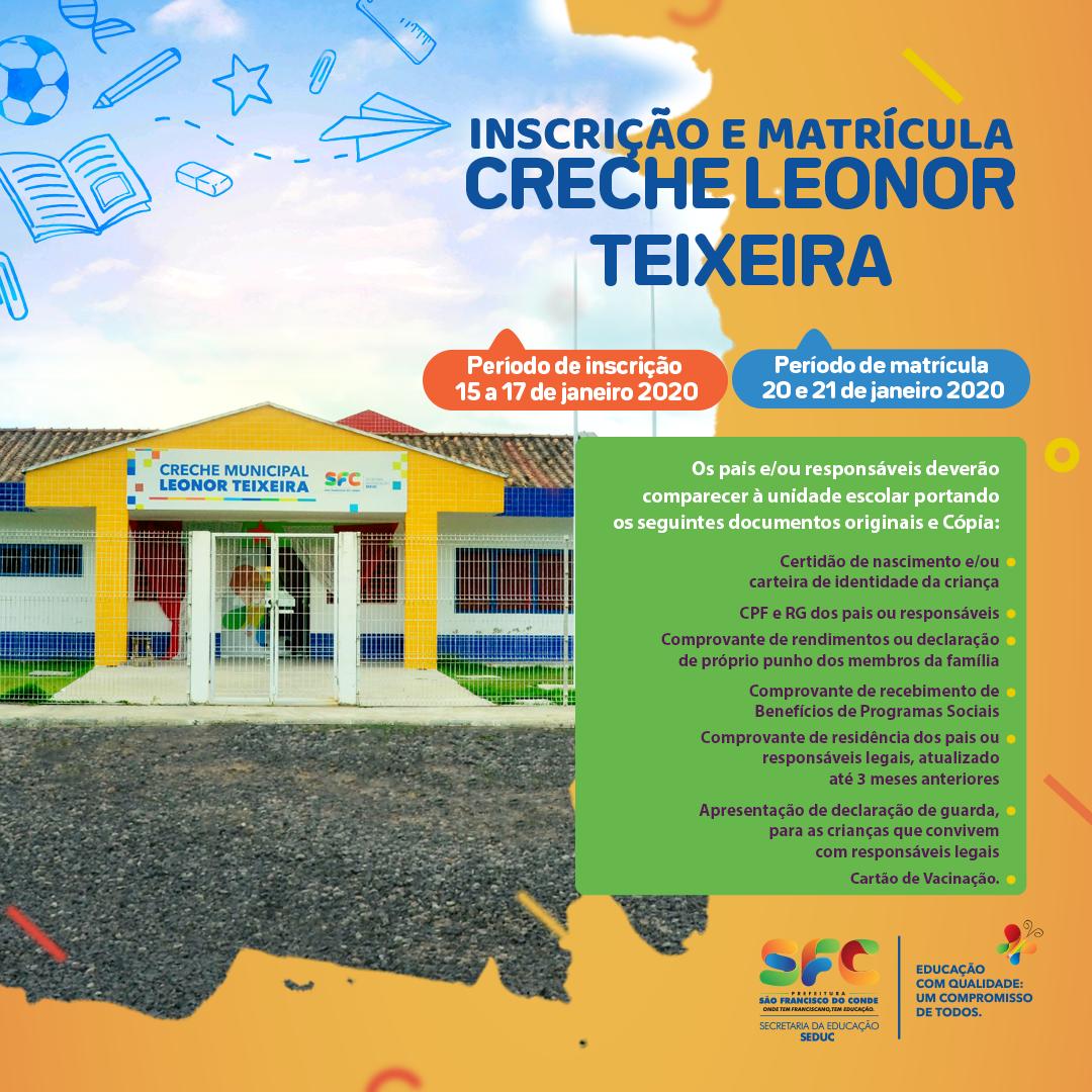 Creche Leonor Teixeira abre inscrições para novos alunos