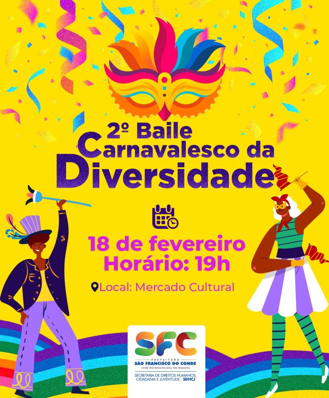 SDHCJ: 2ª edição do Baile Carnavalesco da Diversidade acontecerá no dia 18 de fevereiro