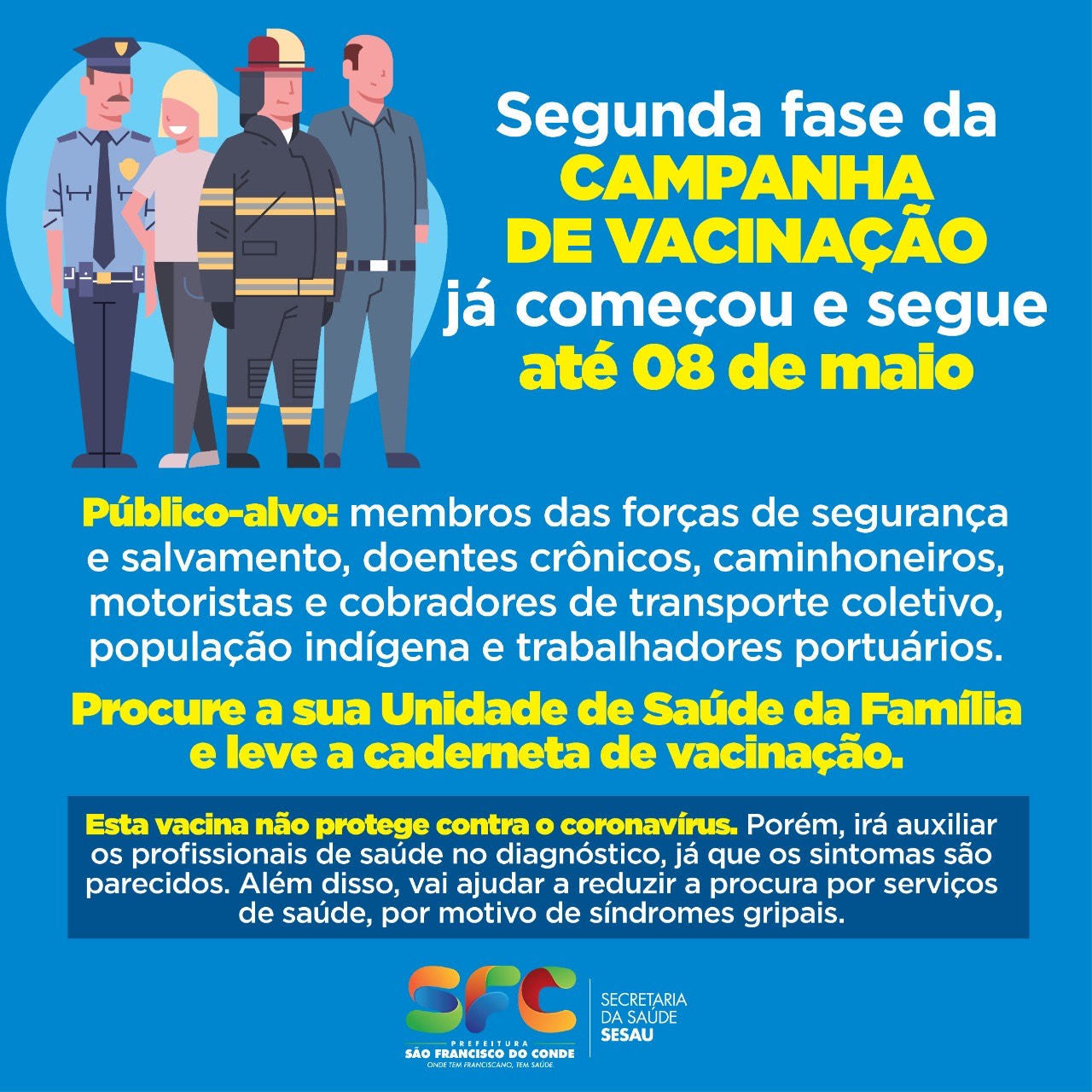 Segunda fase da campanha de vacinação contra gripe já começou em São Francisco do Conde
