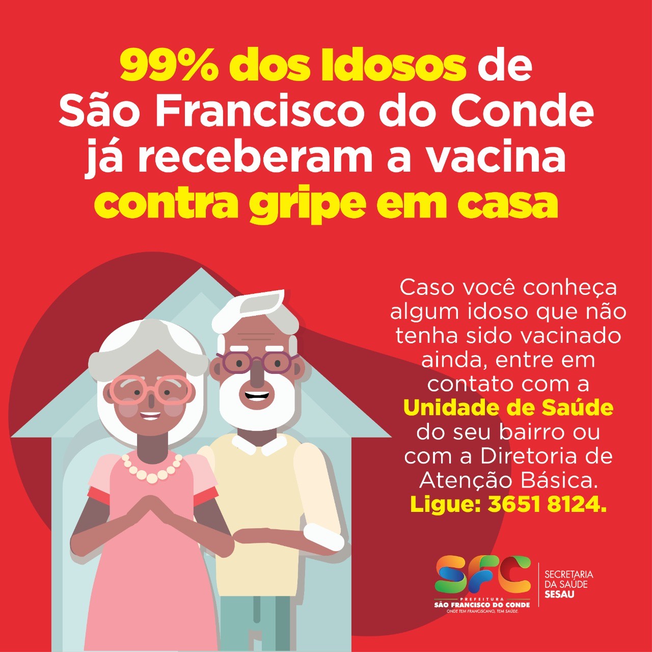 99% dos idosos de São Francisco do Conde já receberam a vacina contra gripe em casa