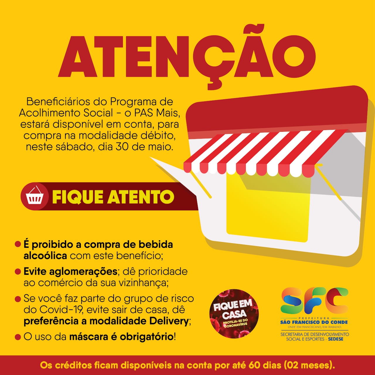 SEDESE libera o benefício social do PAS Mais neste sábado, dia 30 de maio