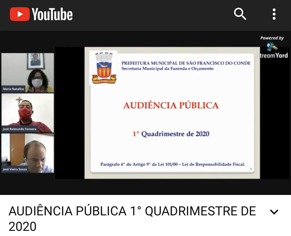 SEFAZ: Contas municipais são apresentadas em live - Audiência Pública