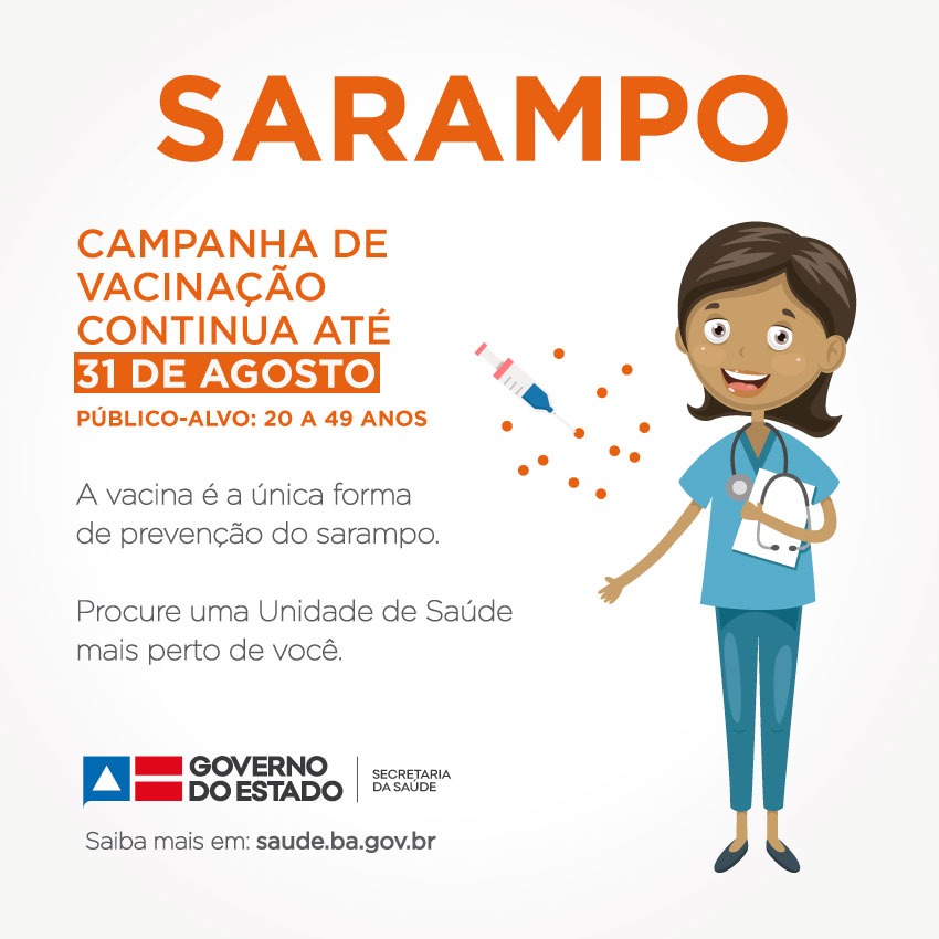 Campanha de Vacinação contra o Sarampo foi prorrogada até 31 de agosto
