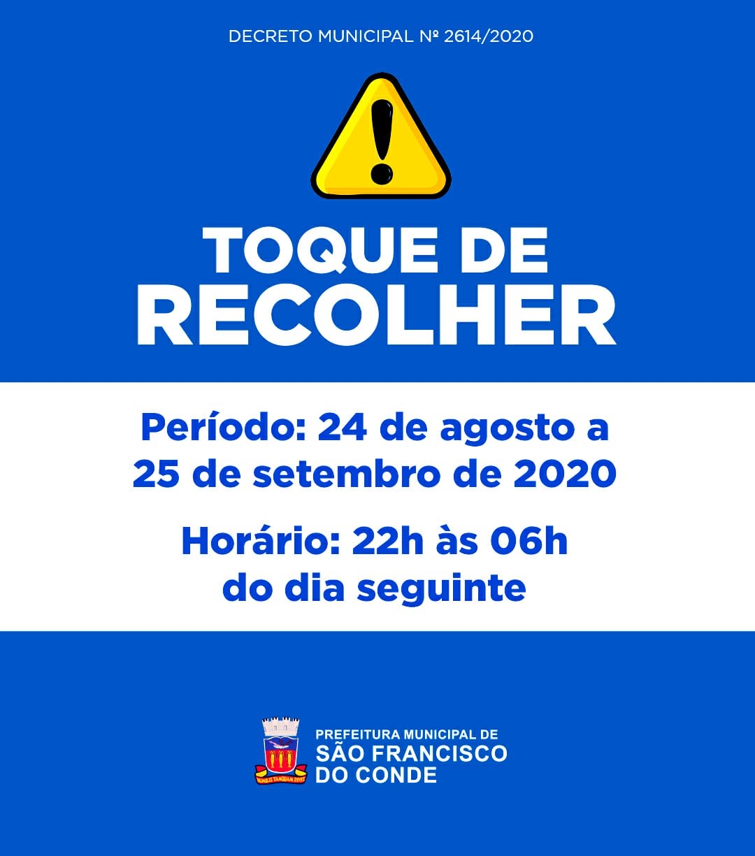 Prefeitura prorroga período do Toque de Recolher, autoriza reabertura de pizzarias, bares, hotéis, pousadas e similares, e autoriza realização de reuniões