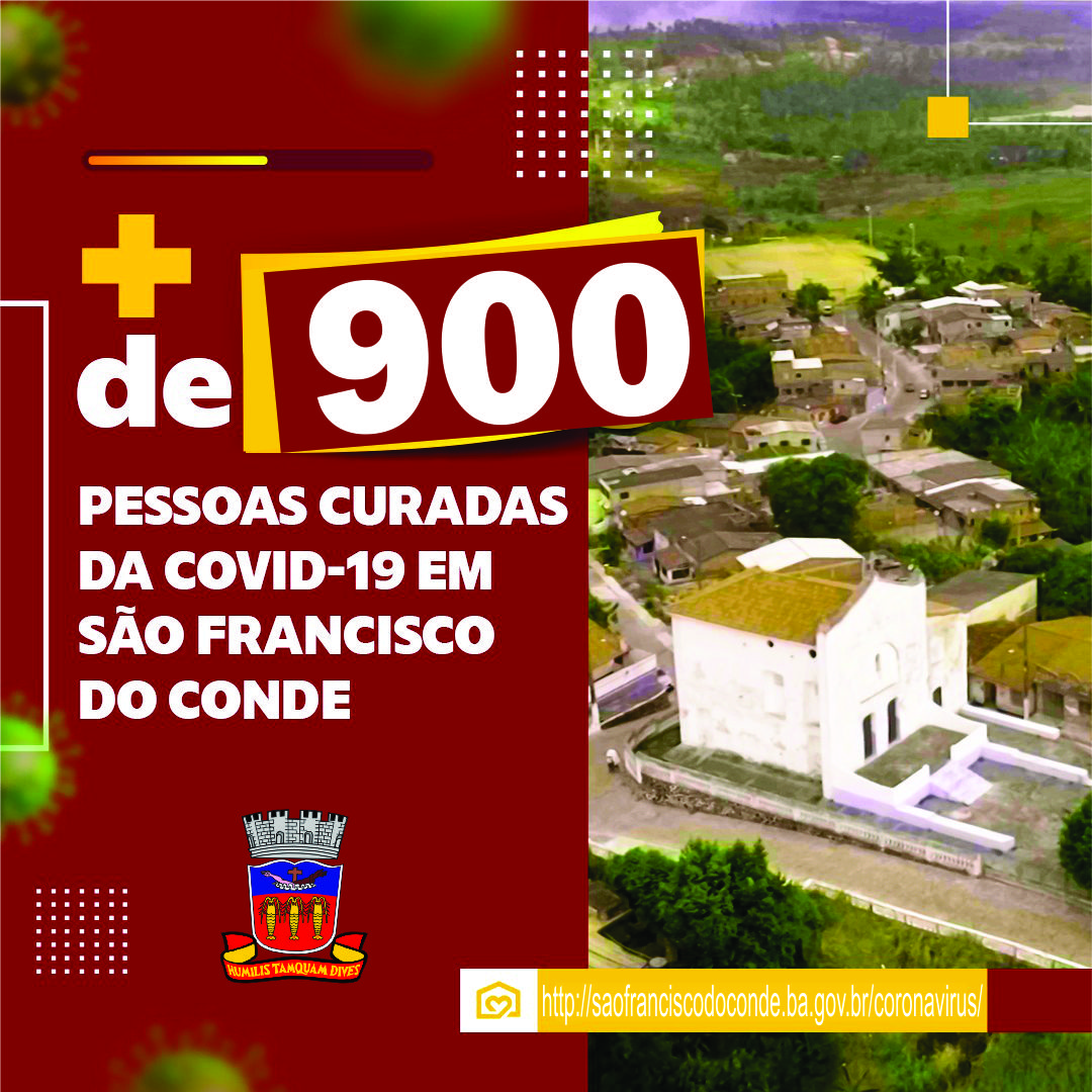 São Francisco do Conde ultrapassou os 900 casos curados da COVID-19 e taxa de cura é de 93,7%