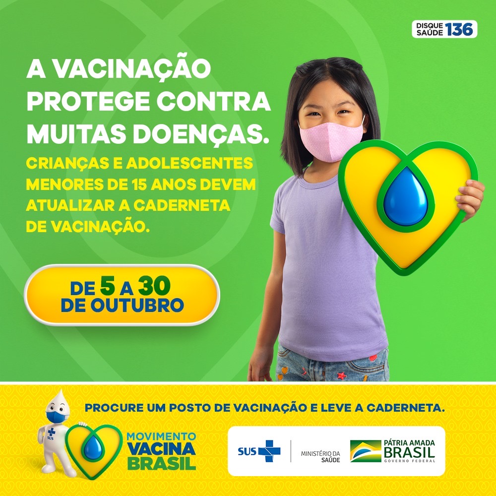 Vacine seu filho: Campanha de Vacinação contra Poliomielite e a Multivacinação terminam dia 30 de outubro