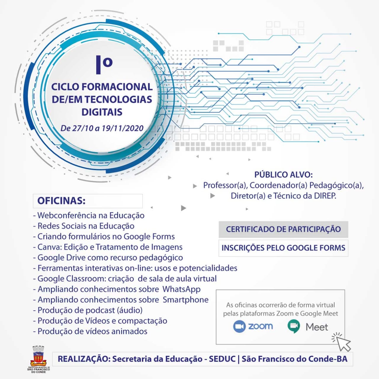 SEDUC realiza o I Ciclo formacional de/em tecnologias digitais