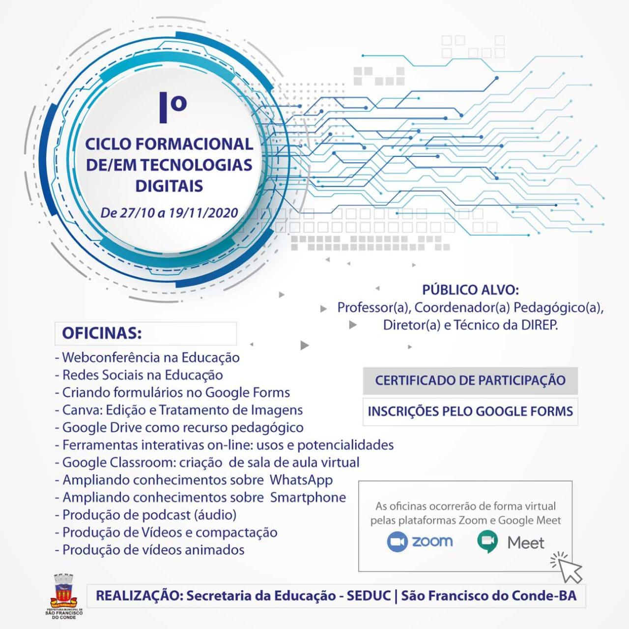 "I Ciclo Formacional de/em Tecnologias Digitais" abre inscrições para a segunda semana de oficinas