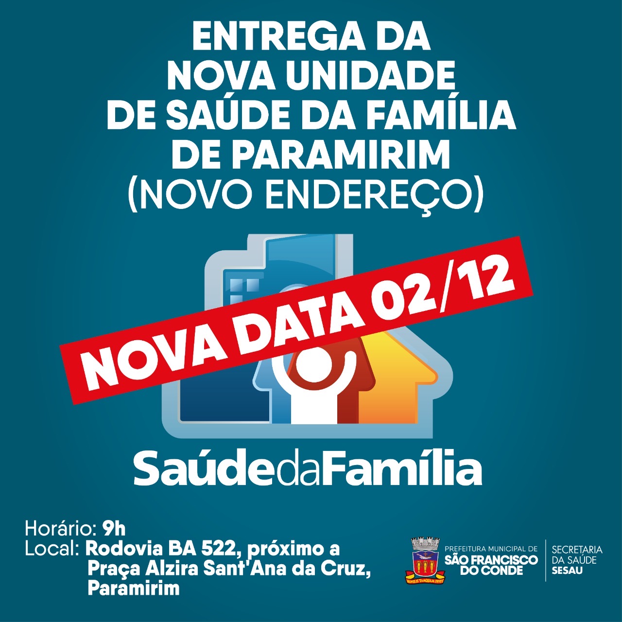 Prefeitura divulga nova data para a Entrega da Unidade de Saúde da Família de Paramirim
