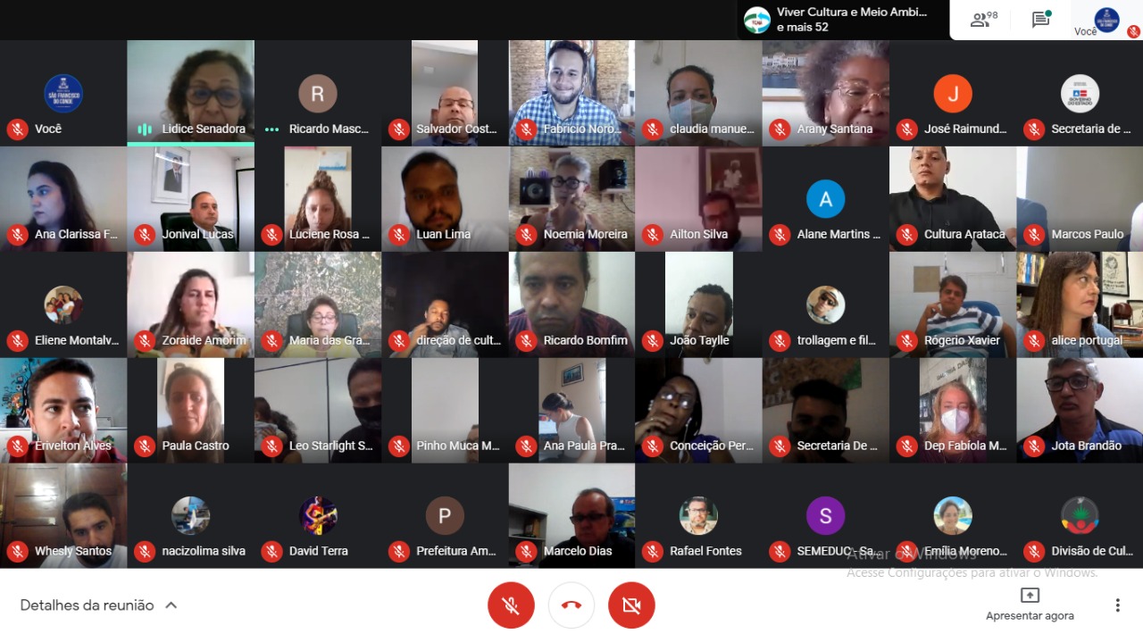 Encontro virtual reuniu dirigentes das Secretarias de Cultura do Estado para dialogar sobre a nova resolução da Lei Aldir Blanc