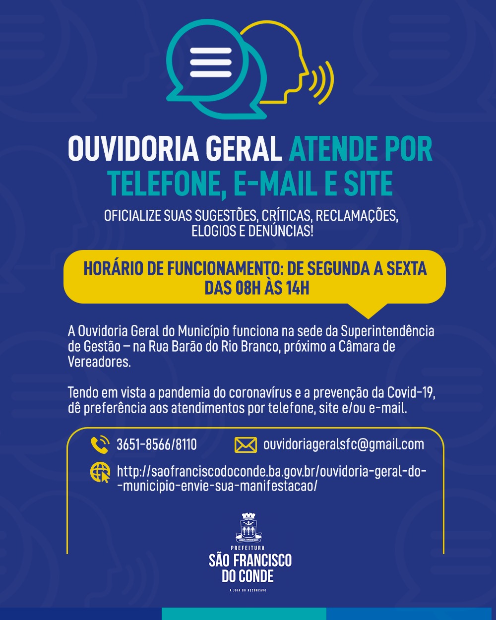 Ouvidoria Geral atende por telefone, e-mail e site