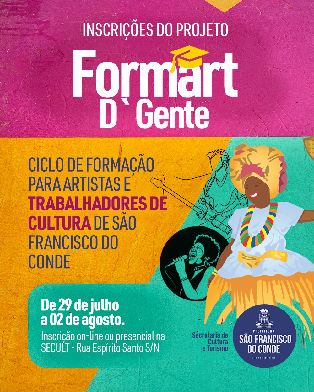 Estão abertas as inscrições do projeto FormArt d’ Gente para fazedores de cultura