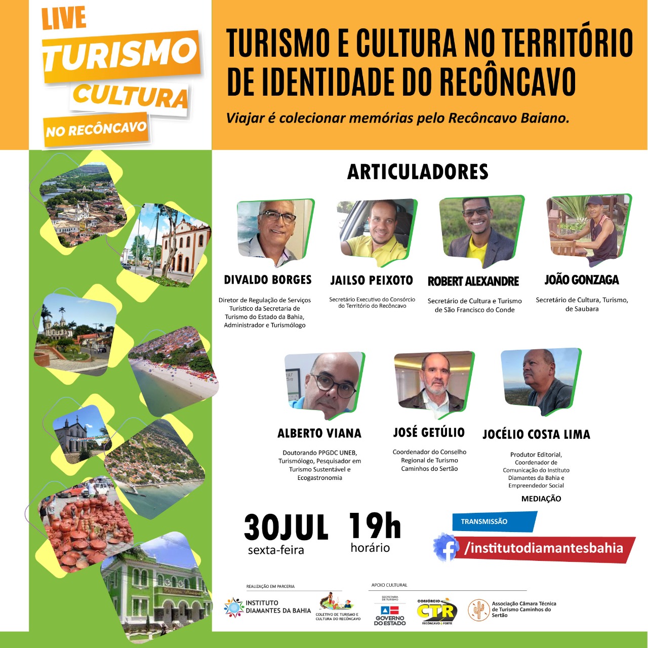 Cultura e Turismo de São Francisco do Conde vão estar representados na Live do Instituto Diamantes da Bahia