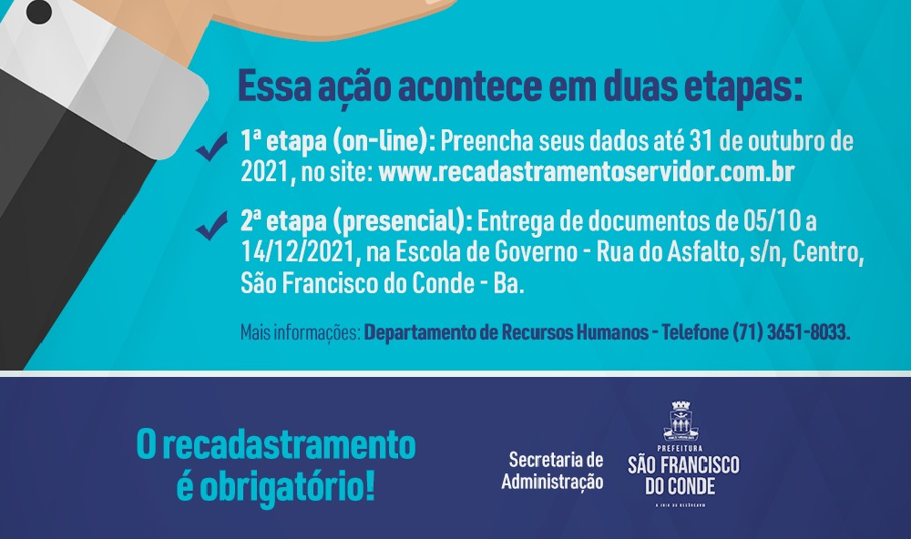 Prefeitura realiza o recadastramento dos servidores municipais até 31 de outubro