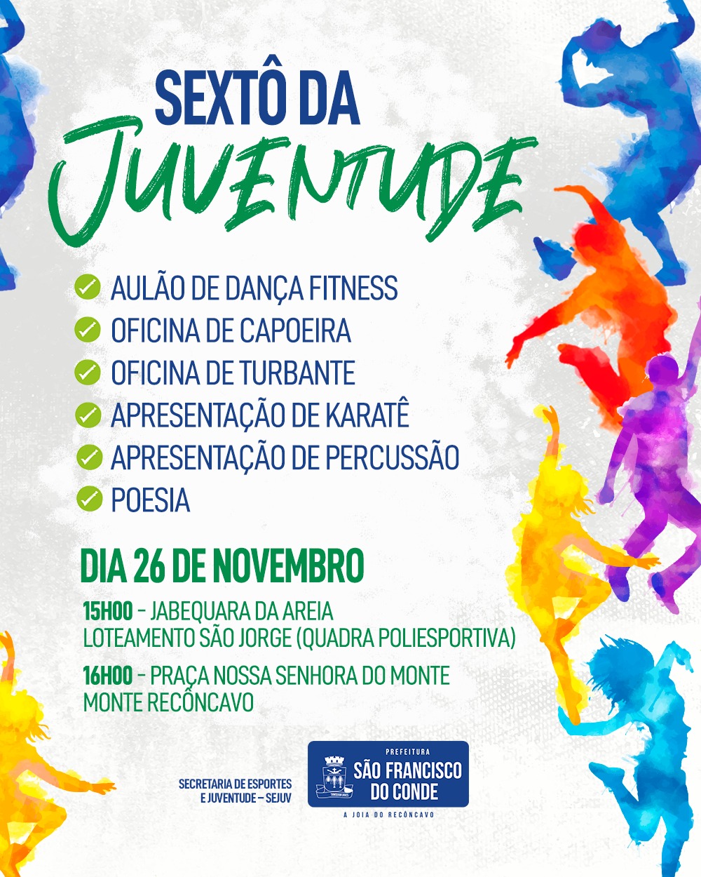 Projeto ‘Sextô’ da Juventude chega aos bairros da Jabequara e Monte Recôncavo, dia 26 de novembro