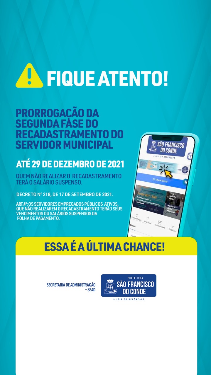 Segunda fase do Recadastramento dos Servidores Municipais termina em 29 de dezembro