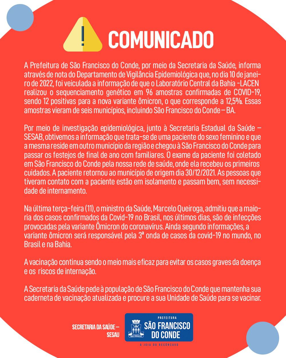 Nota Secretaria da Saúde