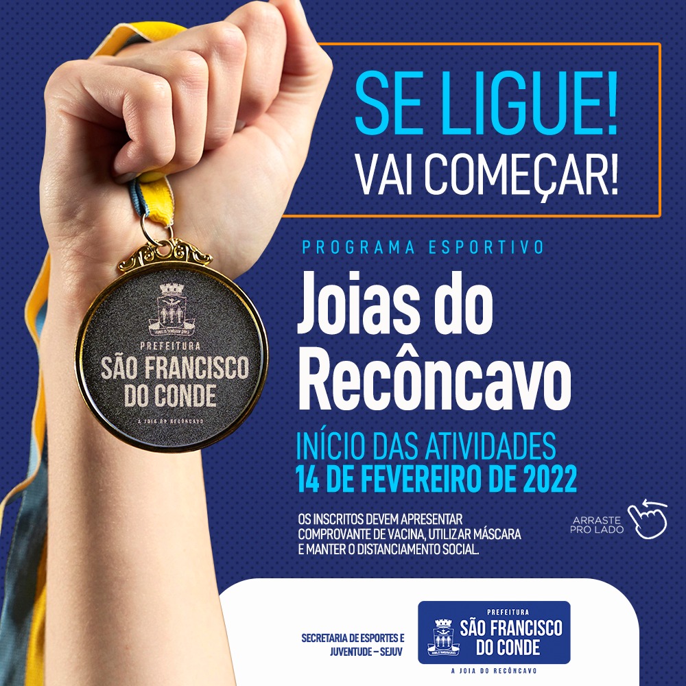 O Programa Esportivo Joias do Recôncavo tem início em 14 de fevereiro. Confira as modalidades, horários e locais