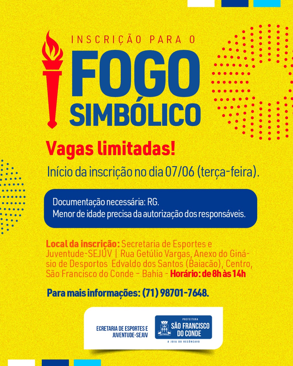 Inscrição para o fogo simbólico