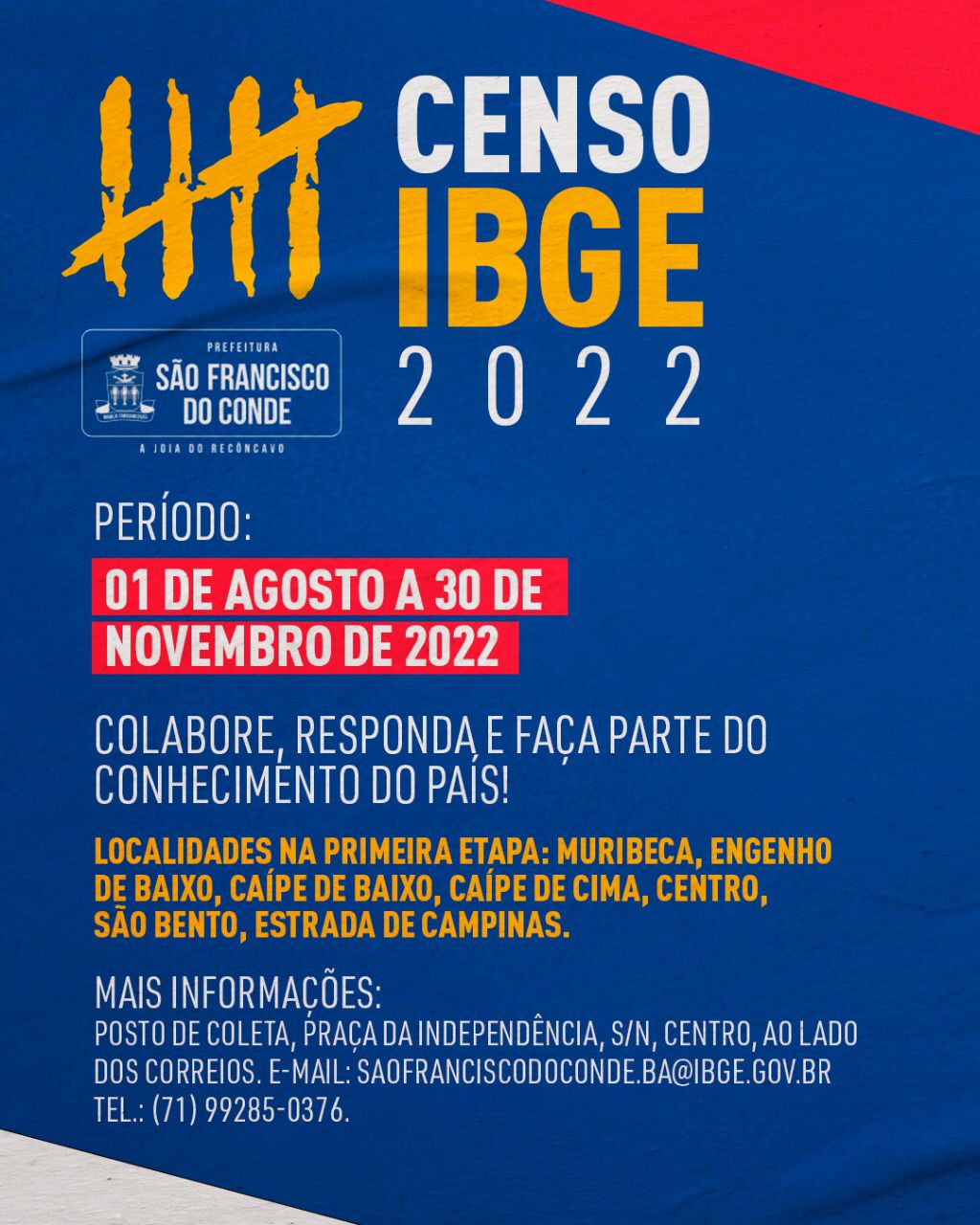 Coleta de dados do Censo vai começar no dia 1º de agosto