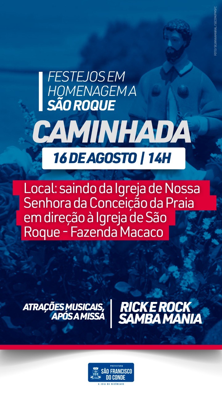 Festejos em homenagem a São Roque acontecem nesta terça-feira (16)