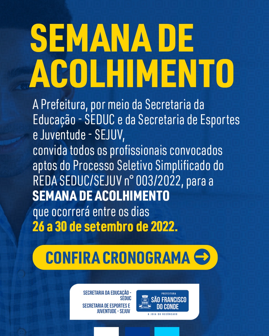 Cronograma de Acolhimento dos profissionais convocados aptos do Processo Seletivo Simplificado do REDA SEDUC/SEJUV n° 003/2022 é divulgado
