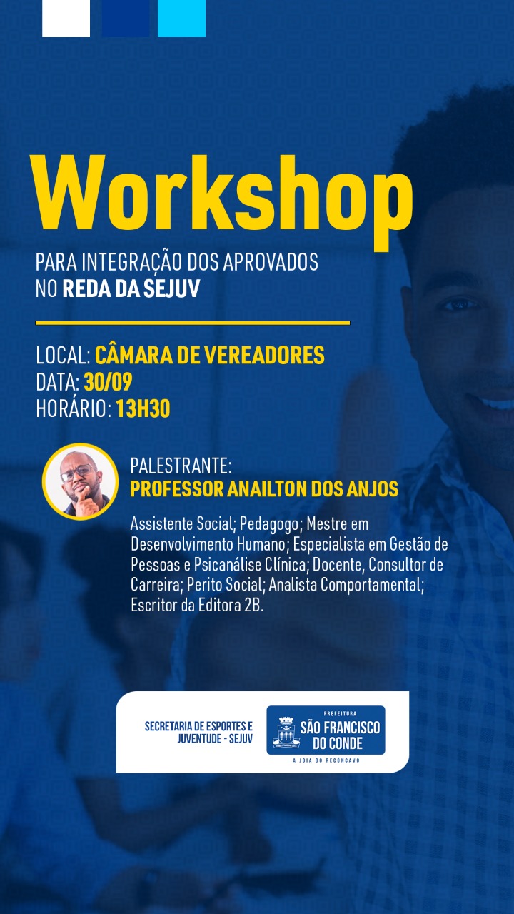 SEJUV irá realizar workshop para Integração dos novos profissionais aprovados no REDA