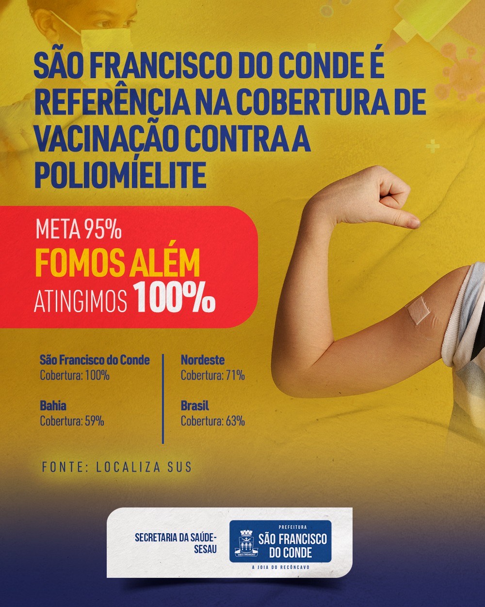 São Francisco do Conde é referência na cobertura de vacinação contra a poliomielite