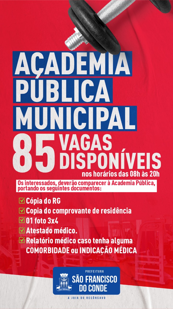 Academia Pública Municipal tem vagas disponíveis
