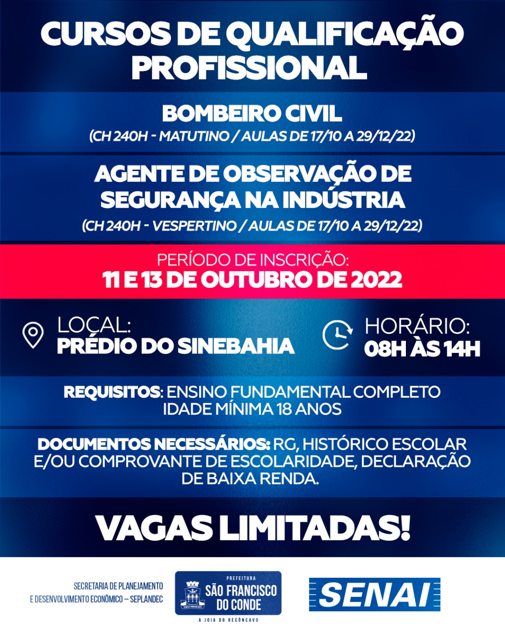 SEPLANDEC: Inscrições para cursos de qualificação profissional acontecem nos dias 11 e 13 de outubro