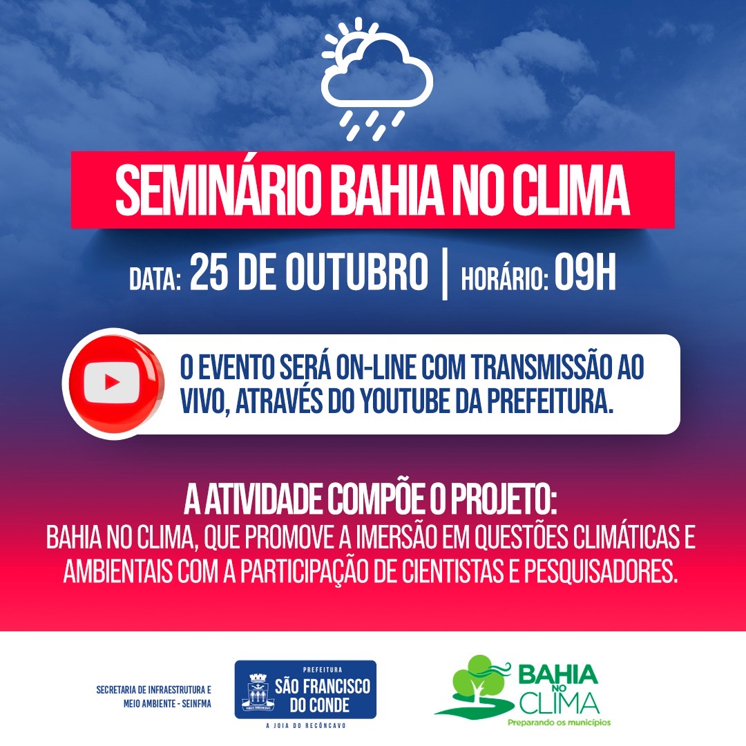 Seminário Bahia no Clima acontece no dia 25 de outubro