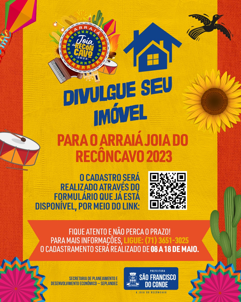 Cadastro de imóveis de aluguel para o período junino acontece de 08 a 18 de maio