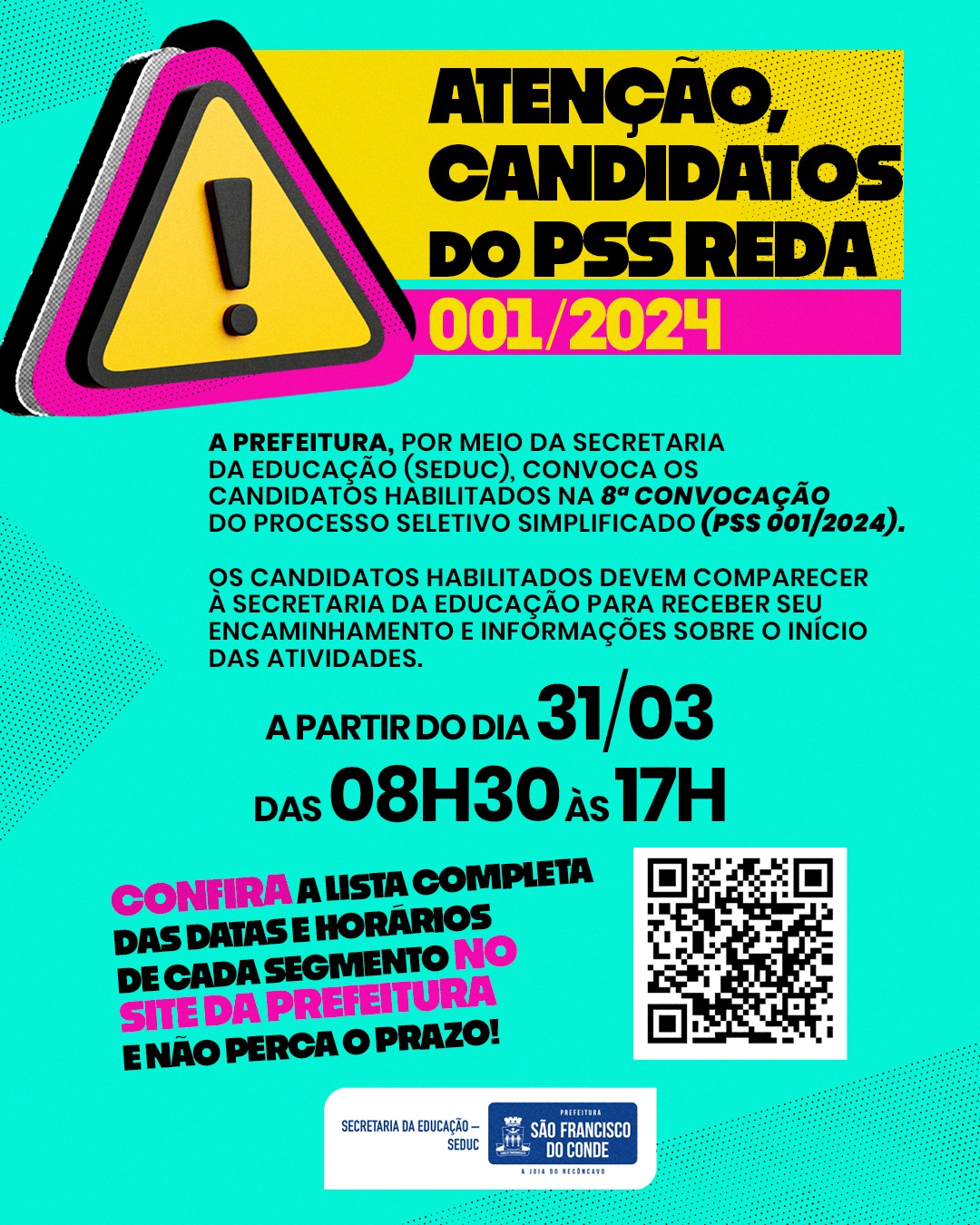 Prefeitura convoca candidatos da 8ª chamada do Processo Seletivo Simplificado (PSS 001/2024)