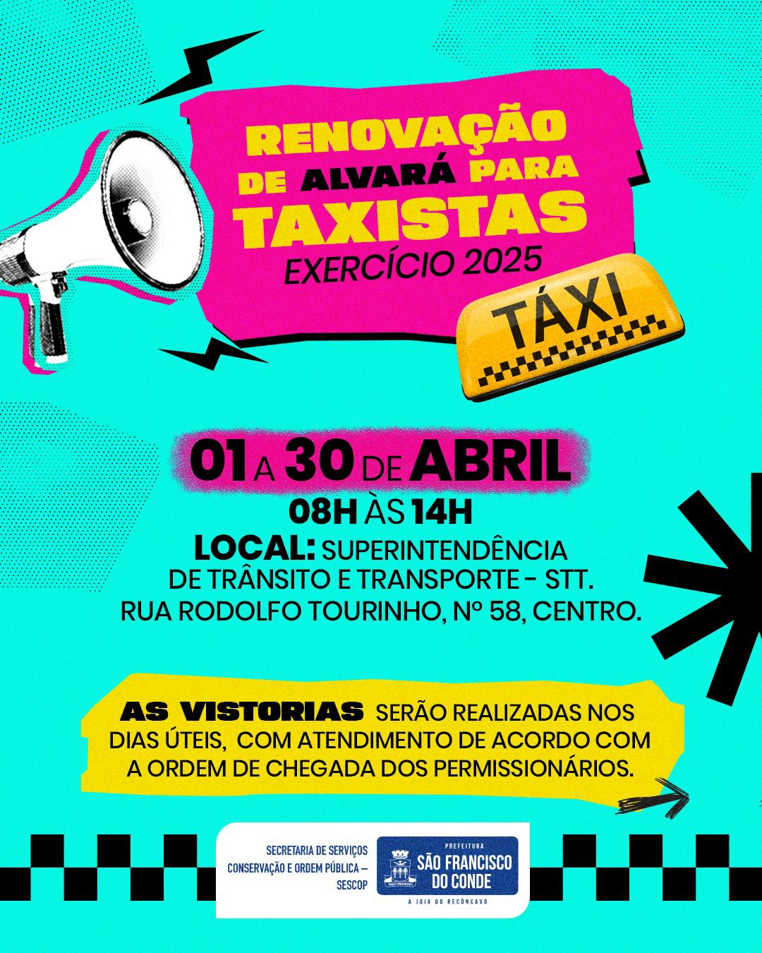 Prefeitura de São Francisco do Conde inicia renovação de alvará para taxistas – Exercício 2025