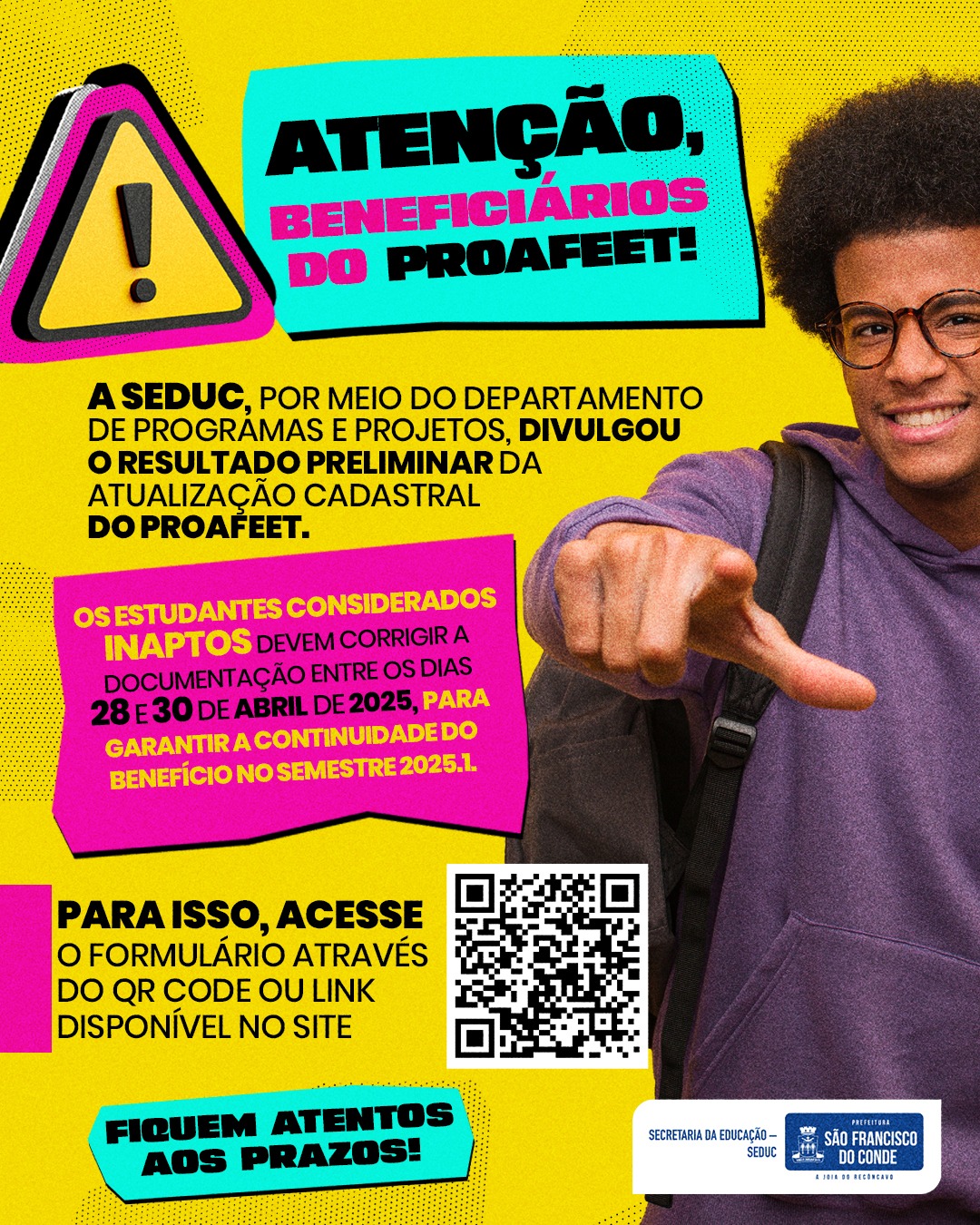 SEDUC divulga resultado preliminar da atualização cadastral do PROAFEET