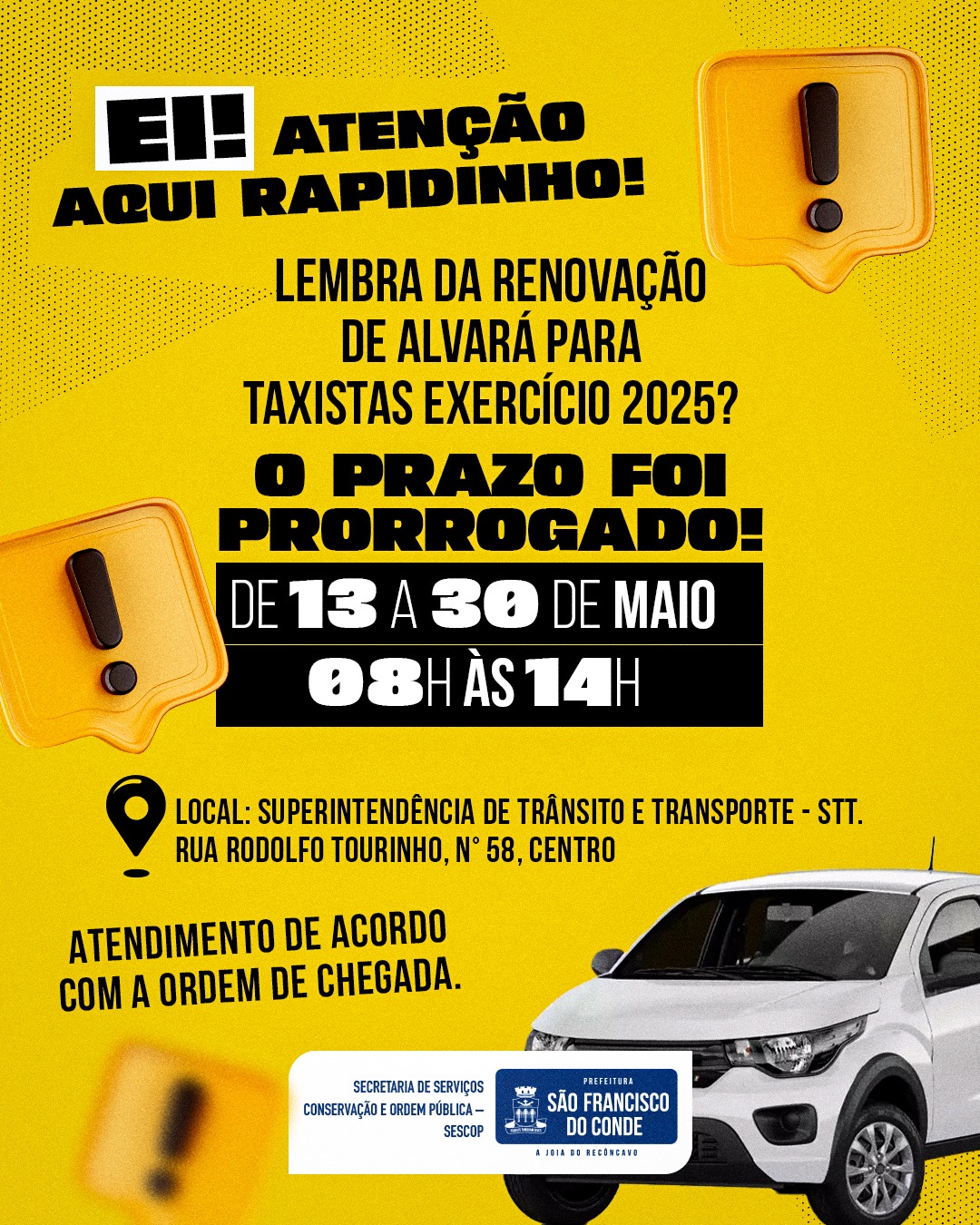 Data para renovação de alvará para taxistas – Exercício 2025 foi prorrogada