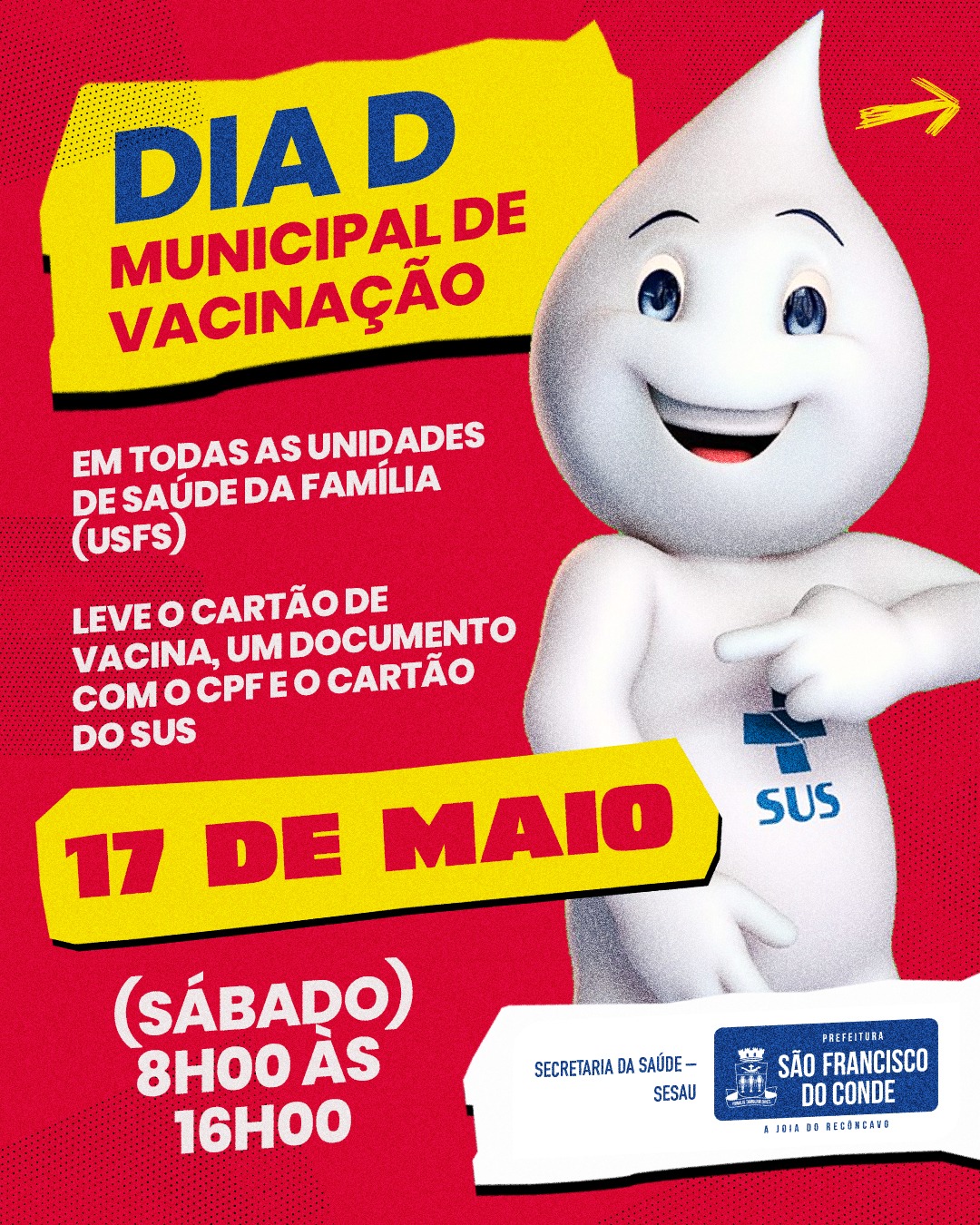 SFC: Todas as Unidades de Saúde da Família abrem para Dia D de vacinação municipal contra influenza neste sábado (17)