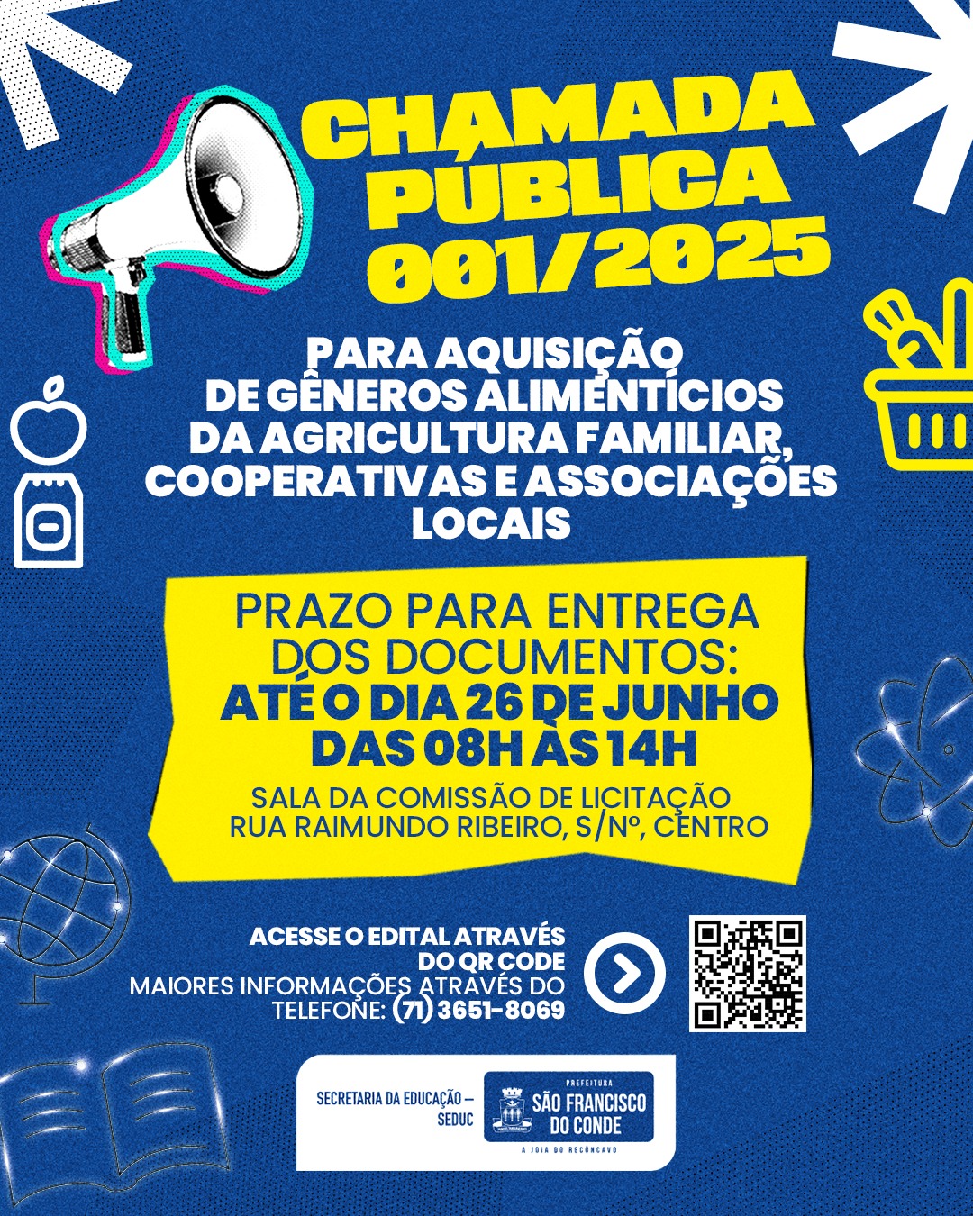 Prefeitura de São Francisco do Conde abre Chamada Pública para aquisição de alimentos da Agricultura Familiar para a merenda escolar