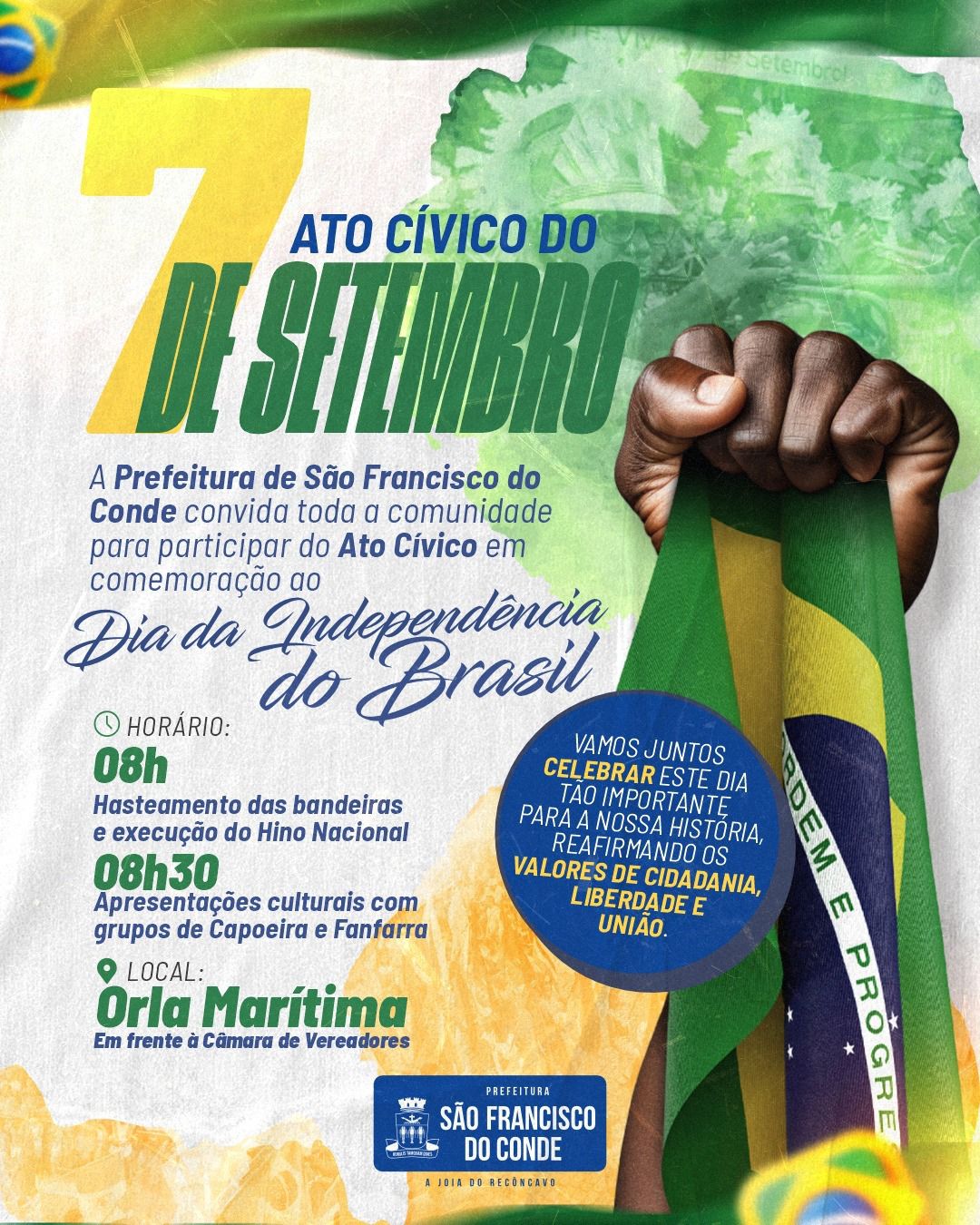 São Francisco do Conde realiza Ato Cívico de 7 de Setembro neste domingo (7)