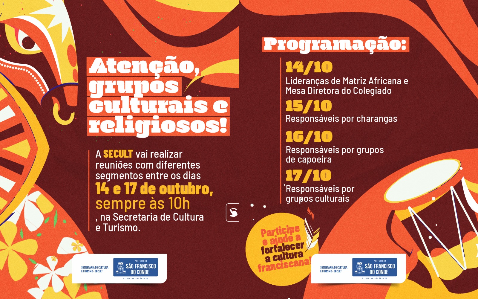 SECULT realiza encontros com grupos culturais e religiosos para fortalecer a cultura franciscana