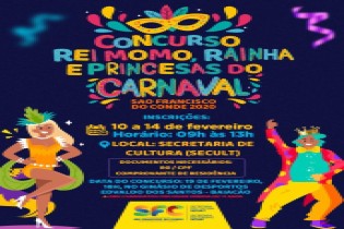 Inscrições para o Concurso de Rei Momo, Rainha e Princesas do Carnaval seguem acontecendo até o dia 14 de fevereiro