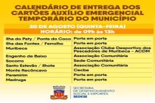Cartões do Auxílio Emergencial Temporário: entrega será dias 20 e 21, confira o calendário de entrega para os aprovados