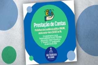 Prestação de Contas: Prefeitura de São Francisco do Conde fará audiência pública ONLINE, nesta sexta-feira (26)