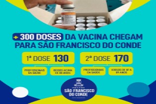 São Francisco do Conde recebeu mais 300 doses da vacina contra a COVID-19