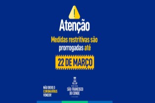 São Francisco do Conde prorroga medidas contra o coronavírus até 22 de março de 2021