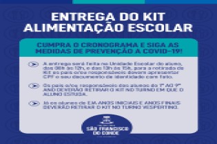 Entrega dos Kits de Alimentação Escolar começa nesta sexta-feira (09)