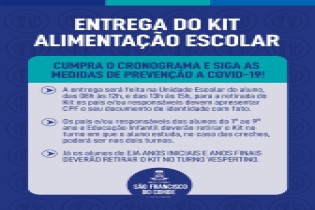 Confira o Cronograma de Entrega do Kit Alimentação Escolar em maio