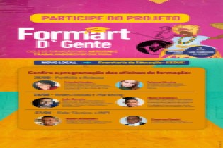 Formart D’Gente: Ciclo de Formação para artistas e trabalhadores de cultura acontece dias 25, 26 e 27 de agosto