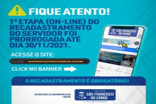 1ª etapa (on-line) do recadastramento do servidor foi PRORROGADA até dia 30 de novembro