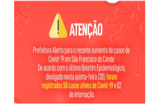 Prefeitura Alerta para o recente aumento de casos de Covid-19 em São Francisco do Conde